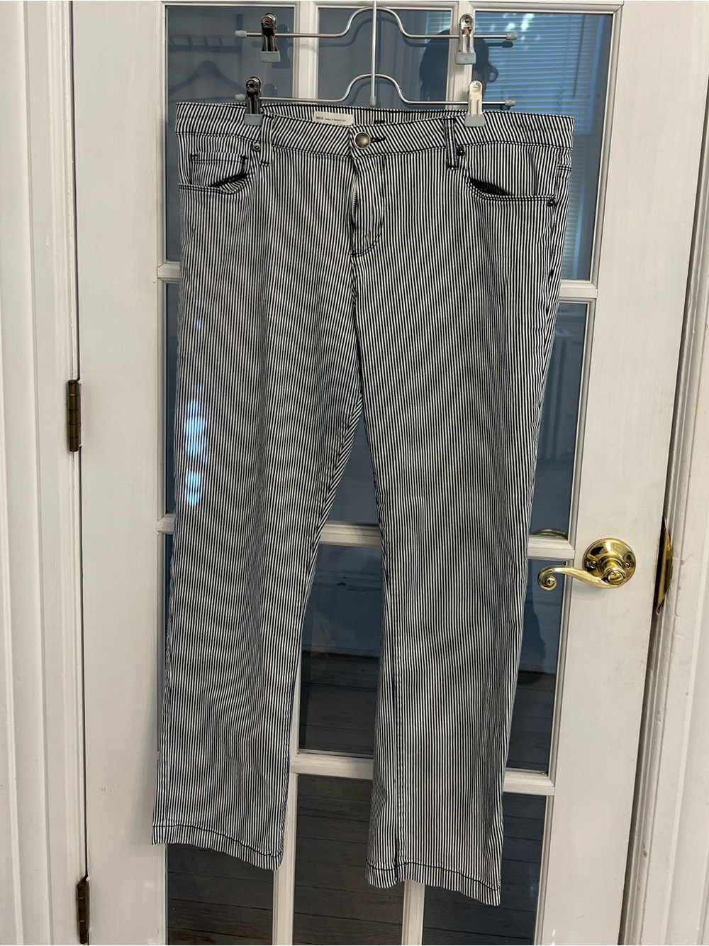 KUT FROM THE KLOTH Women's Black & White Striped Reeze Ankle Straight Leg Jeans